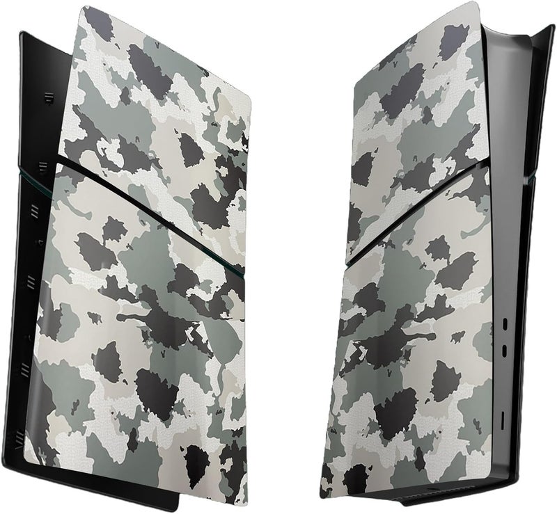 IMOFEE Slim Digital Edition Cover Plates for New PS5 Slim Console, Shell Panels Compatible with New PlayStation 5 Slim Accessories Protective Replacement Faceplate (Gray Camouflage) - Image 2